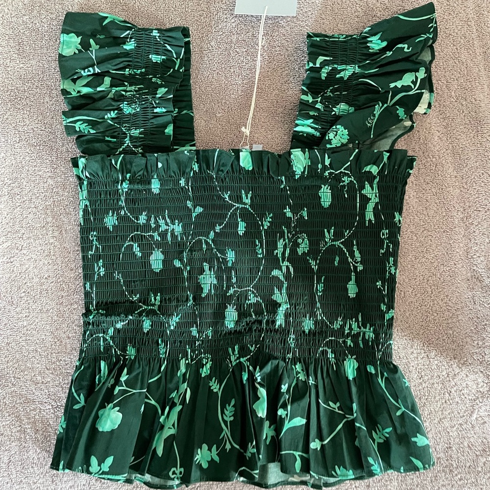 HILL HOUSE HOME - S Paz Top, Emerald Botanical, Fall/Winter 2021 Collection, NWT